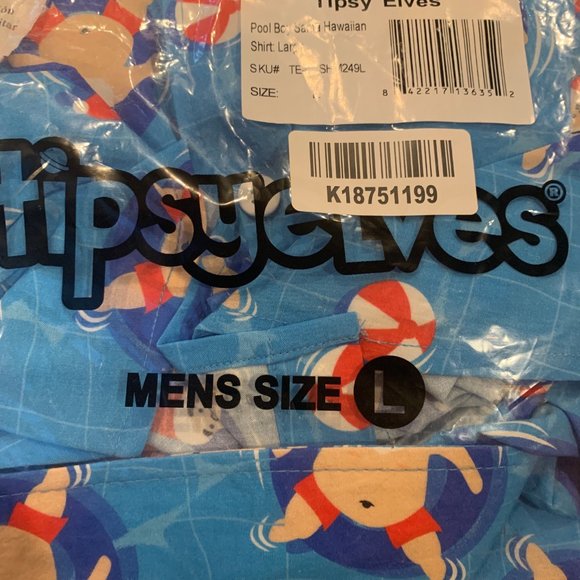 Tipsy Elves NEW Men's Pool Boy Santa Christmas Hawaiian Shirt L - Picture 4 of 5